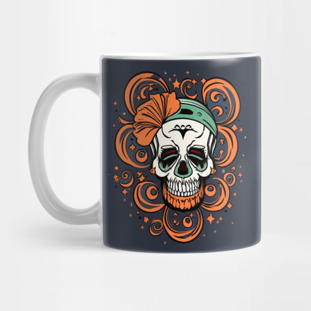 Fun Skull with Bandana and Flower by emblemat2000@gmail.com